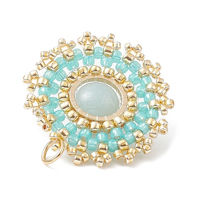 Natural Amazonite Flat Round Pendants PALLOY-MZ00135-01-1