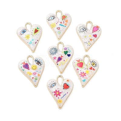 Rack Plating Alloy Enamel Pendants FIND-C050-09G-1