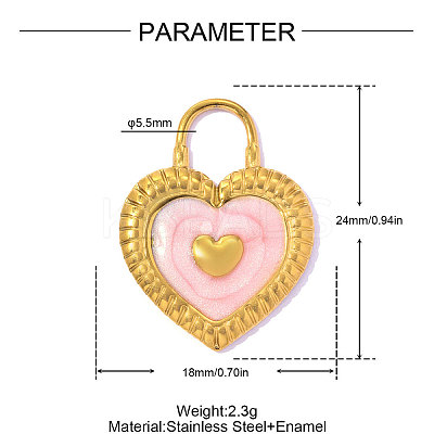 Valentine's Day 304 Stainless Steel Enamel Pendants STAS-OY016-68G-1