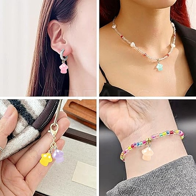 30Pcs 6 Colors Luminous Opaque Resin Pendants JACR-YW0001-03-1