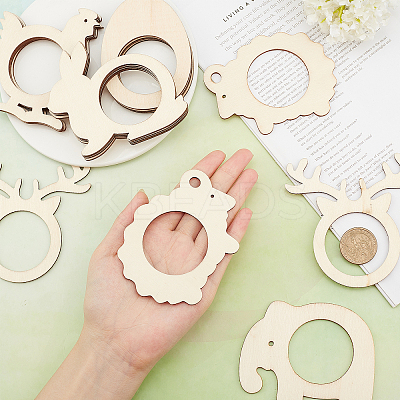 24 Pcs 6 Styles Wood Napkin Rings AJEW-GF0002-75-1
