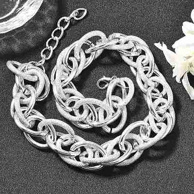 Punk Hiphop Styles Alloy Rope Chain Necklaces for Men NJEW-K391-01P-1