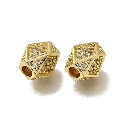 Brass Micro Pave Clear Cubic Zirconia European Beads ZIRC-I070-045G-1