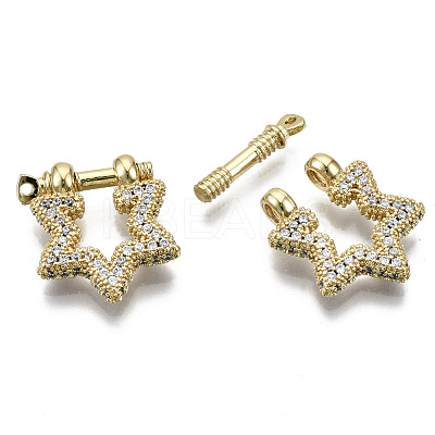 Brass Micro Pave Clear Cubic Zirconia D-Ring Anchor Shackle Clasps ZIRC-S066-049-NF-1