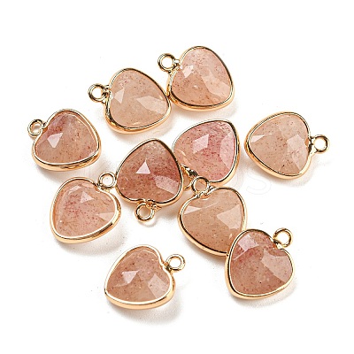 Natural & Synthetic Mixed Gemstone Faceted Heart Charms G-Q006-07G-1