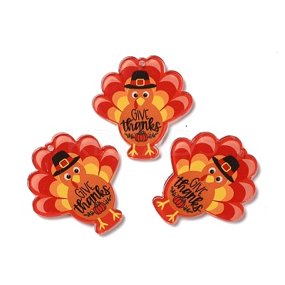 Thanksgiving Day Translucent Resin Pendants RESI-K019-10B-1