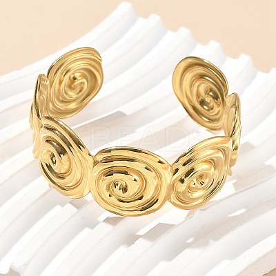304 Stainless Steel Cuff Bangles for Women AJEW-P127-18G-1