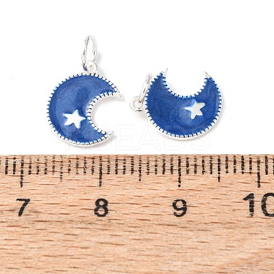 925 Sterling Silver Enamel Moon with Star Charms STER-G050-04S-1