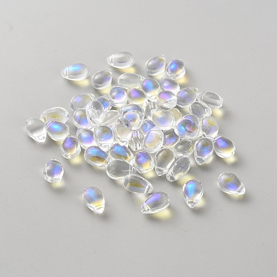 Teardrop Glass Charms GLAA-WH0032-29A-01-1