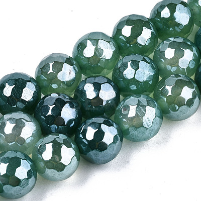Electroplate Natural Agate Beads Strands G-T131-55-18-1