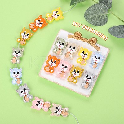 16Pcs 8 Colors Cartoon Squirrel Silicone Beads JX713A-1