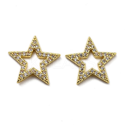 Rack Plating Brass Cubic Zirconia Charms KK-D026-23G-1