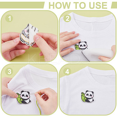24Pcs 12 Styles Panda Computerized Embroidery Cloth Iron on/Sew on Patches DIY-AR0004-65-1