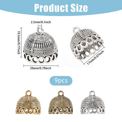 9Pcs 3 Colors Tibetan Style Alloy Pendant Bail FIND-CA0011-04-1