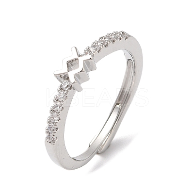 Rack Plating Brass Clear Cubic Zirconia Constellation Adjustable Rings for Women RJEW-S407-08P-09-1