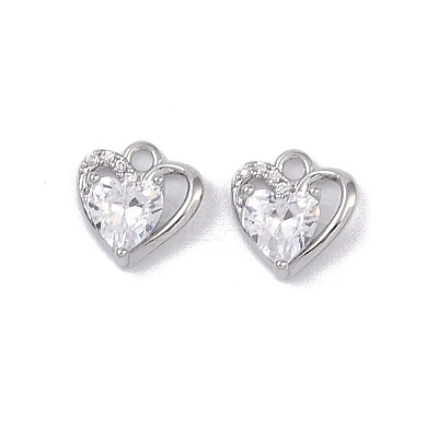 Brass Micro Pave Clear Cubic Zirconia Pendants KK-K351-45D-P-1