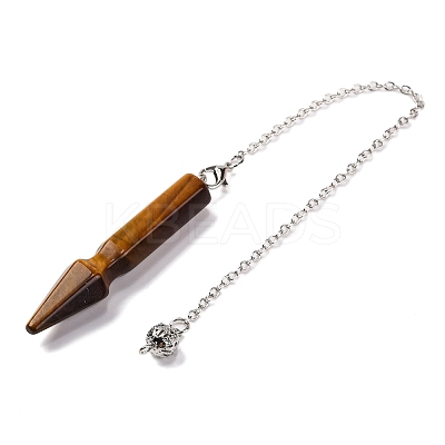 Natural Tiger Eye Pointed Dowsing Pendulums G-Q184-04D-P-1