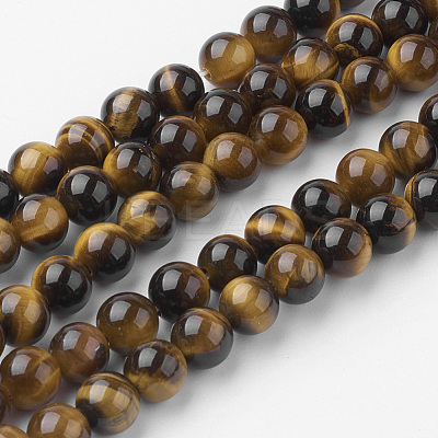 Natural Yellow Tiger Eye Bead Strands G-G735-71-6mm-A-1