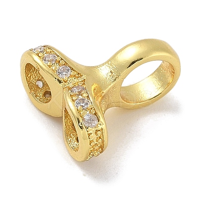 Rack Plating Brass Micro Pave Clear Cubic Zirconia Charms KK-G515-48G-1