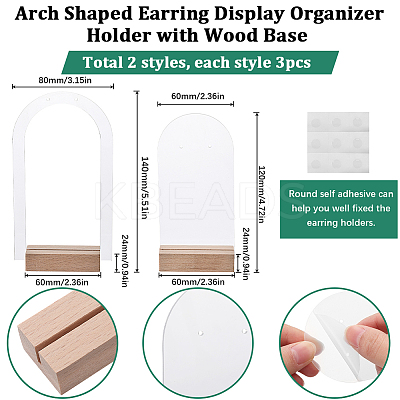 1 Set Transparent Acrylic Single Pair Earring Display Stands Set EDIS-SC0001-04-1