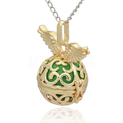 Golden Tone Brass Hollow Round Cage Pendants KK-J234-04G-1