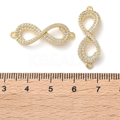 Rack Plating Brass Micro Pave Cubic Zirconia Infinity Connector Charms KK-C084-23D-G-1