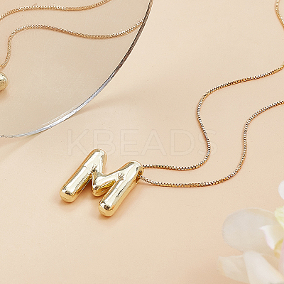 1pc Brass Chain with Alloy Letter Pendants Necklaces NJEW-LP0001-41M-G-1