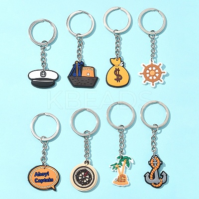 8Pcs 8 Styles Cartoon PVC Pendant Keychain KEYC-FS0001-07-1