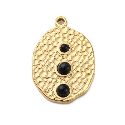 304 Stainless Steel Natural Obsidian Pendants STAS-H235-09G-01-1