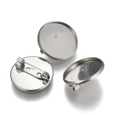 Non-Tarnish 304 Stainless Steel Brooch Findings X-STAS-F191-04P-20mm-1