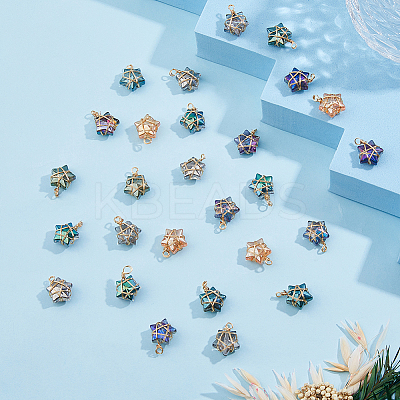 60Pcs Wire Wrapped Electroplate Glass Pendants PALLOY-FH0008-76A-1