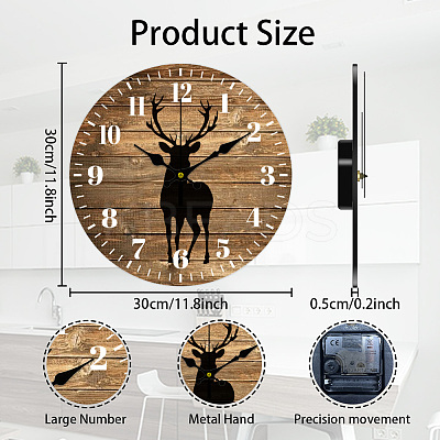 MDF Printed Wall Clock HJEW-WH0058-020-1