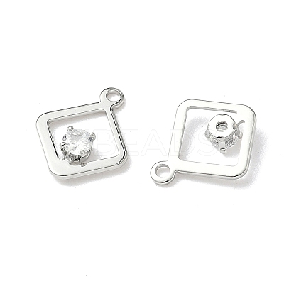 Brass Micro Pave Cubic Zirconia Rhombus Charms KK-Z136-01P-1