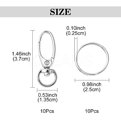 10Pcs Iron Swivel Snap Hooks Clasps IFIN-YW0003-39-1