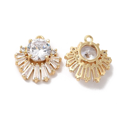 Brass Pave Cubic Zirconia with Glass Pendants KK-G465-41G-1