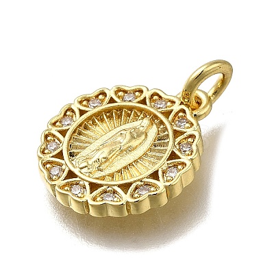 Brass Micro Pave Clear Cubic Zirconia Pendants ZIRC-I070-031G-1
