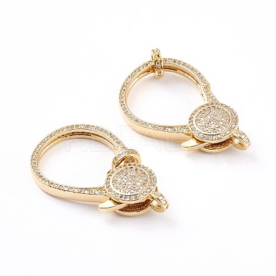 Brass Micro Pave Clear Cubic Zirconia Lobster Claw Clasps ZIRC-I043-38G-1