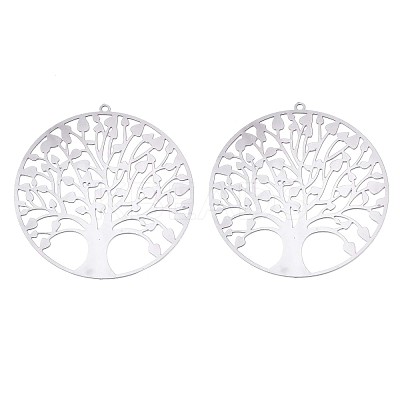 Non-Tarnish 201 Stainless Steel Filigree Pendants STAS-R102-37P-1