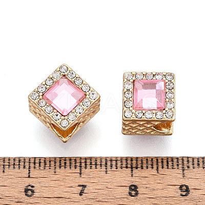 Rack Plating Alloy Rhinestone European Beads FIND-N011-01KCG-1