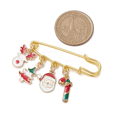 Santa Claus & Christmas Tree & Deer Alloy Enamel Charms Kilt Pins Brooch JEWB-BR00174-1