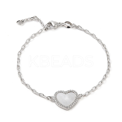 Brass Micro Pave Clear Cubic Zirconia Link Bracelets BJEW-Q336-01B-P-1