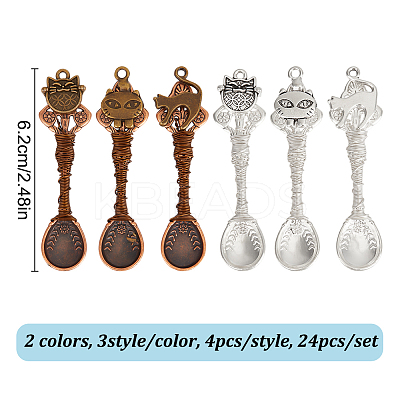 24Pcs 2 Colors 3 Style Alloy Big Pendants PALLOY-DR00003-1