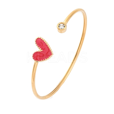 201 Stainless Steel Enamel Cuff Bangles for Women BJEW-F492-01G-03-1