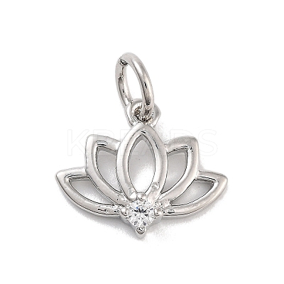 Rack Plating Brass Clear Cubic Zirconia Pendants KK-M293-11P-1