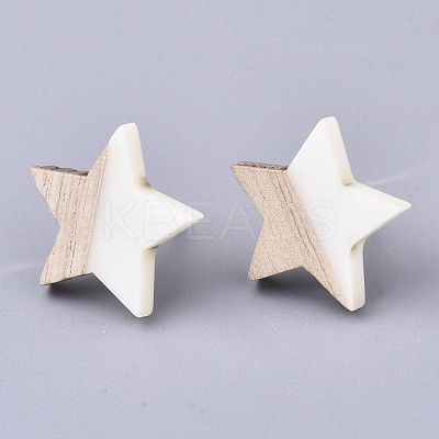 Resin & Wood Stud Earrings EJEW-N017-001A-1