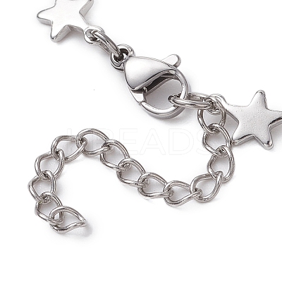 304 Stainless Steel Star Link Chain Bracelet Makings for Women X1-AJEW-TA00028-1
