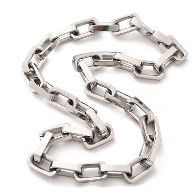 304 Stainless Steel Paperclip Chain Necklaces for Women Men NJEW-A033-02P-1