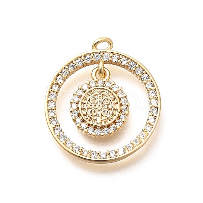Brass Micro Pave Cubic Zirconia Pendants KK-G519-07G-02-1