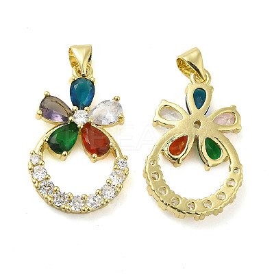 Rack Plating Brass with Cubic Zirconia Pendants KK-Q784-09G-1
