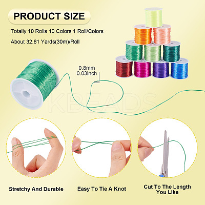 10 Rolls 10 Colors Flat Elastic Crystal Thread EW-TA0001-07-1